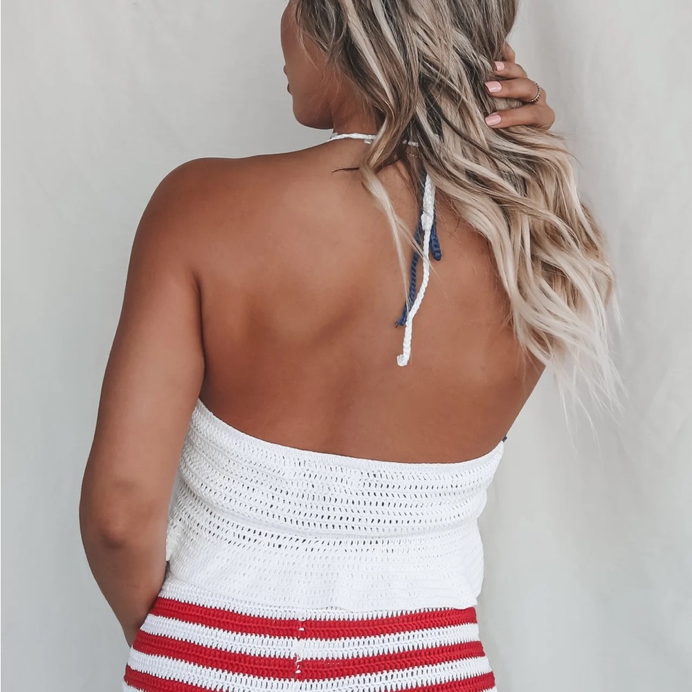 NWOT red white and blue knitted 2 piece set - Picture 2 of 10